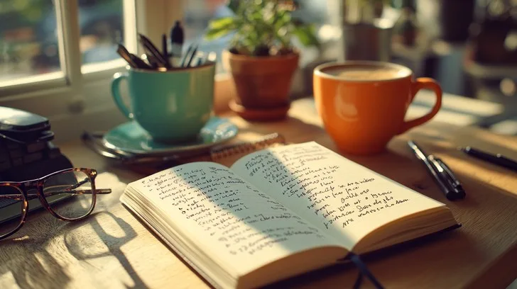 morning coffee and journaling routine for household budgeting